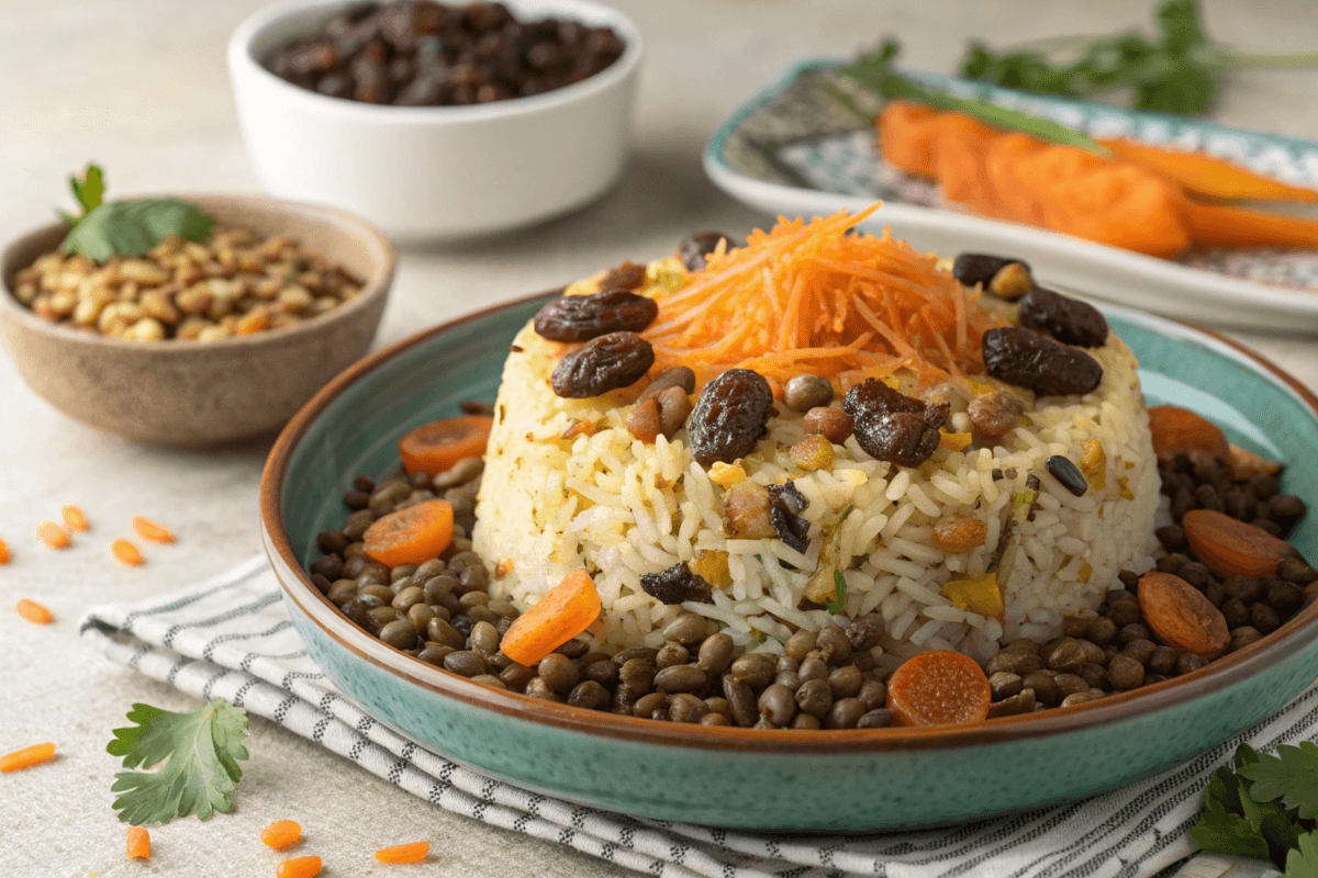 Adas polo recipe with lentils and rice