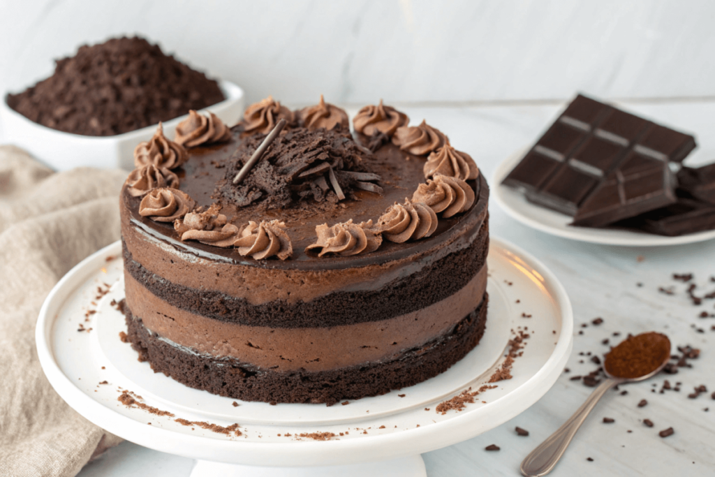 Black velvet cake recipe with rich chocolate layers.