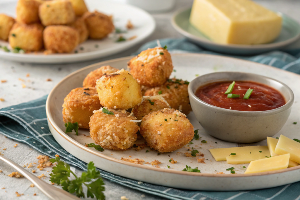 Delicious cheese bites recipe served on a platter"