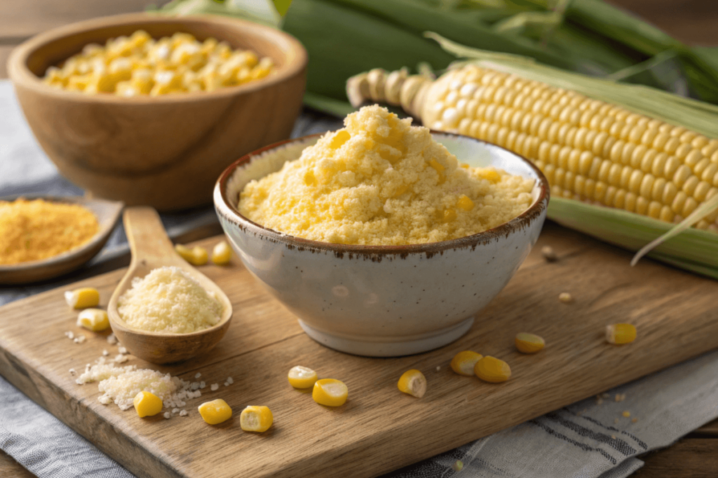 Homemade corn powder recipe in a bowl.